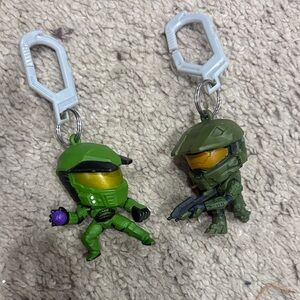 Set of two halo figurine keychains new